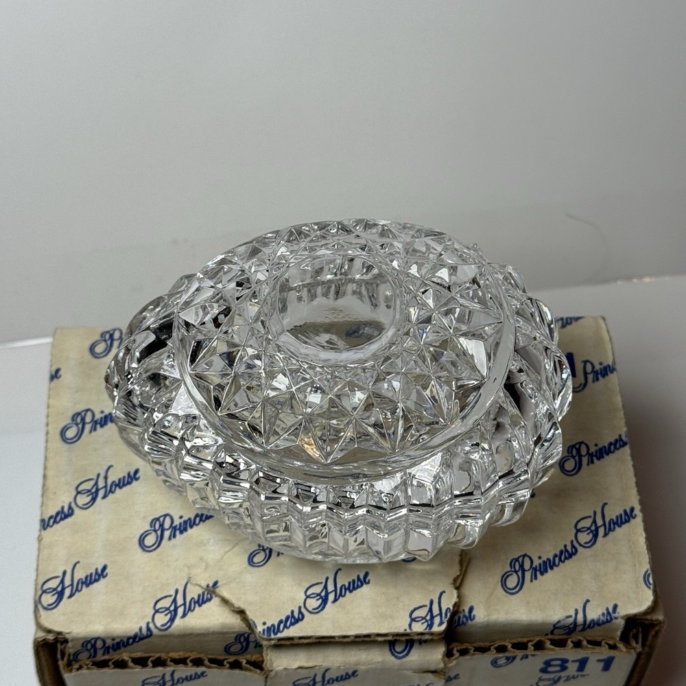 Egg Shaped Cut Crystal Trinket Box w/ Lid‎ Vintage Not original box